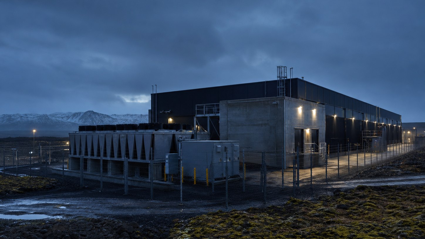 The operating facility at dusk